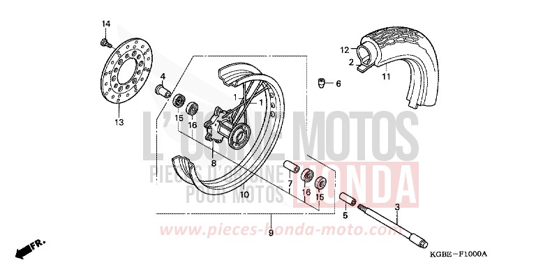 ROUE AVANT de Shadow VT125C ACCURATE SILVER METALLIC (NH146) 2001
